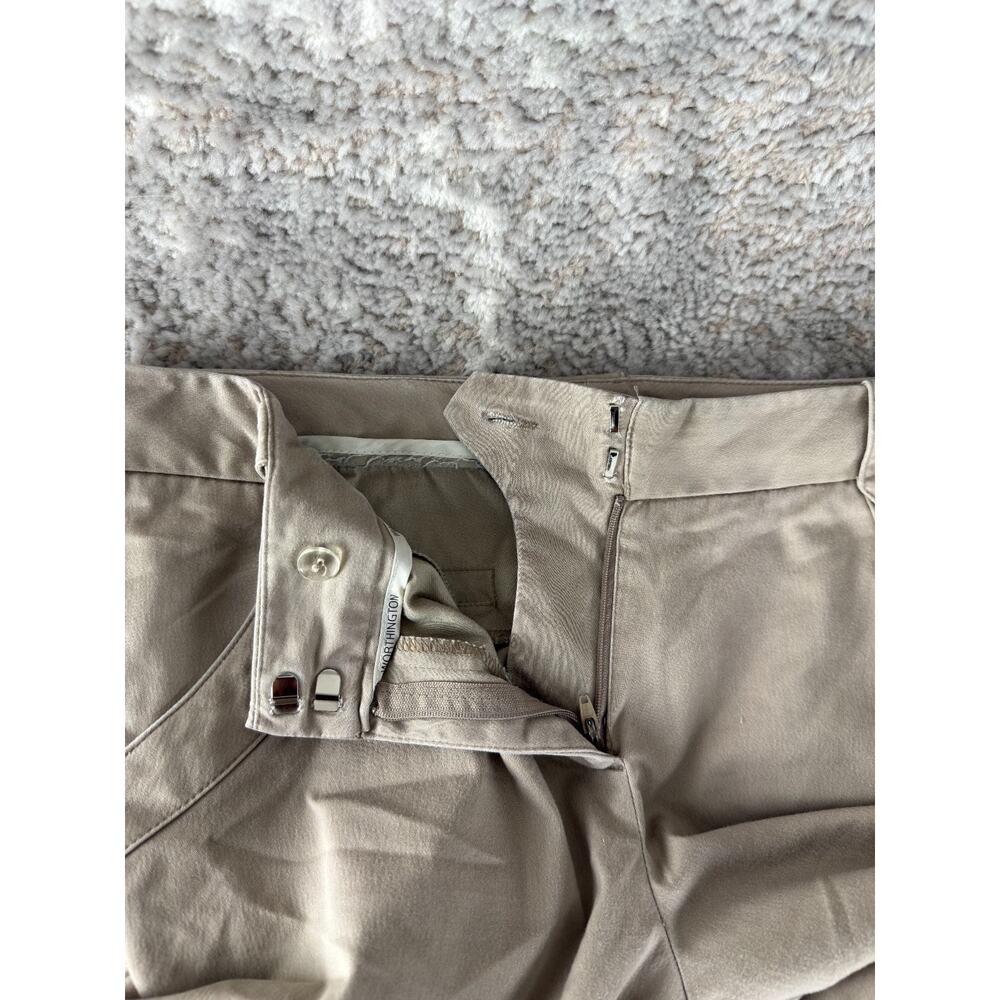 Worthington Size 8 Flat Front Pants Ankle Casual Career Pants Beige Pocket - Picture 11 of 14